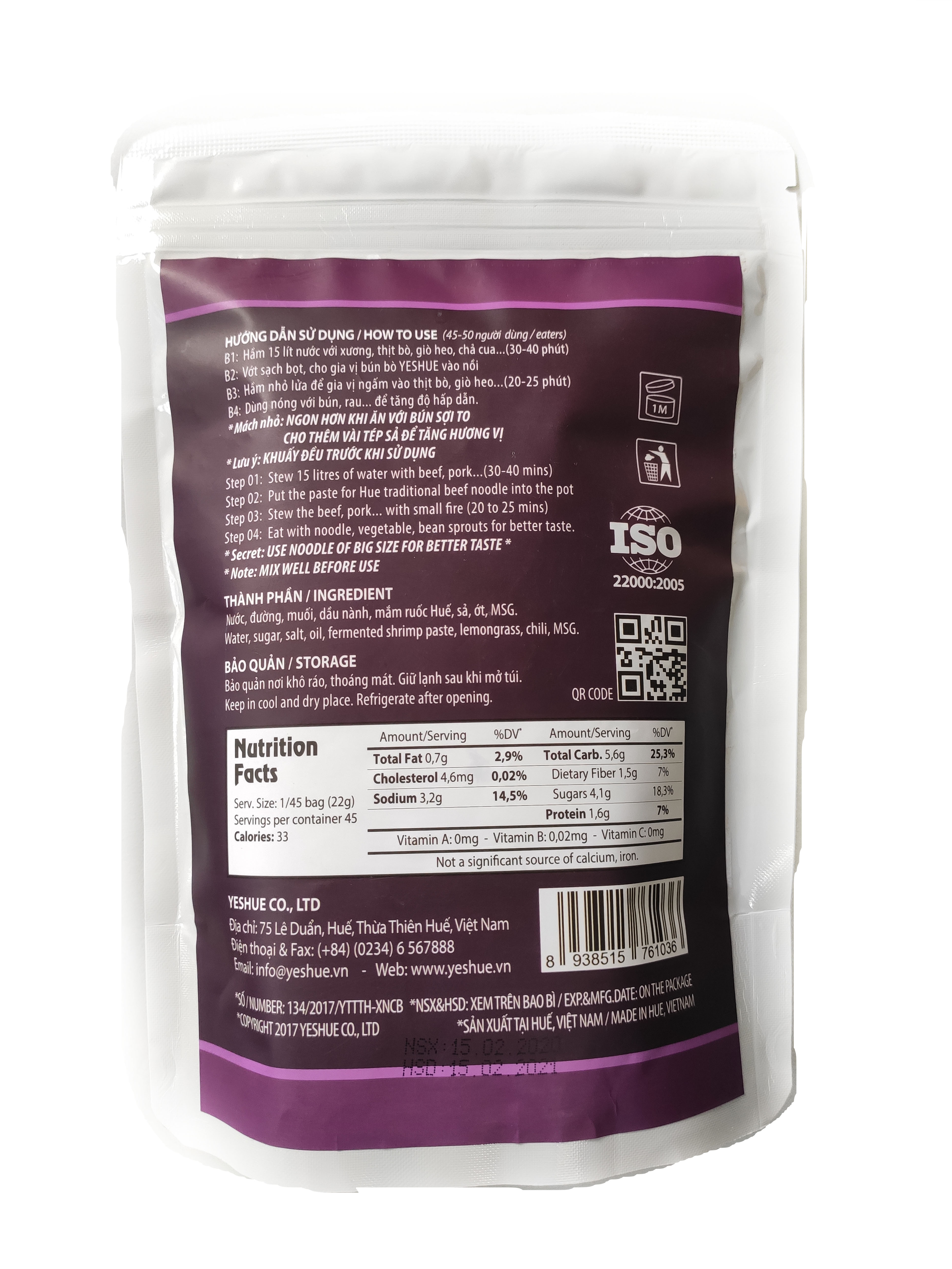 GIA VỊ NẤU BÚN BÒ YESHUE 1KG