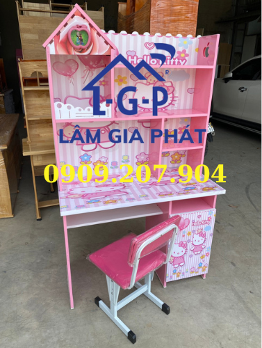 Bài học sinh liền kệ màu hồng in 3d hello kitty cho bé gái