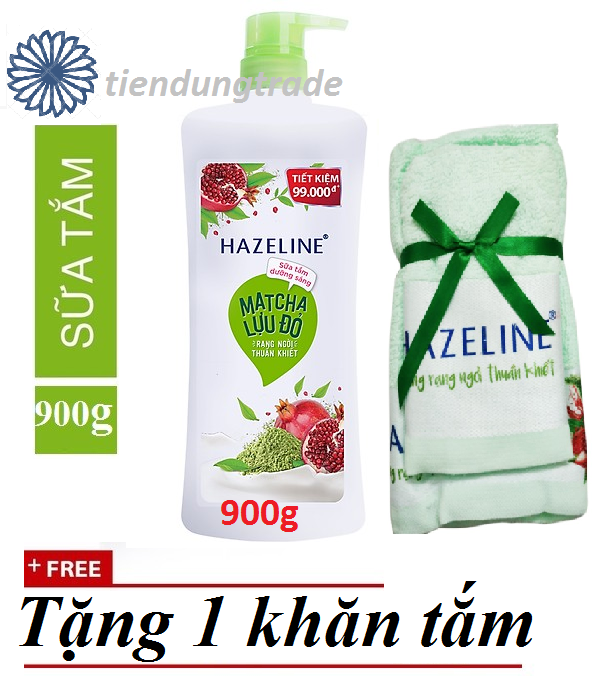 Sữa tắm Hazeline Dưỡng trắng 900g tặng