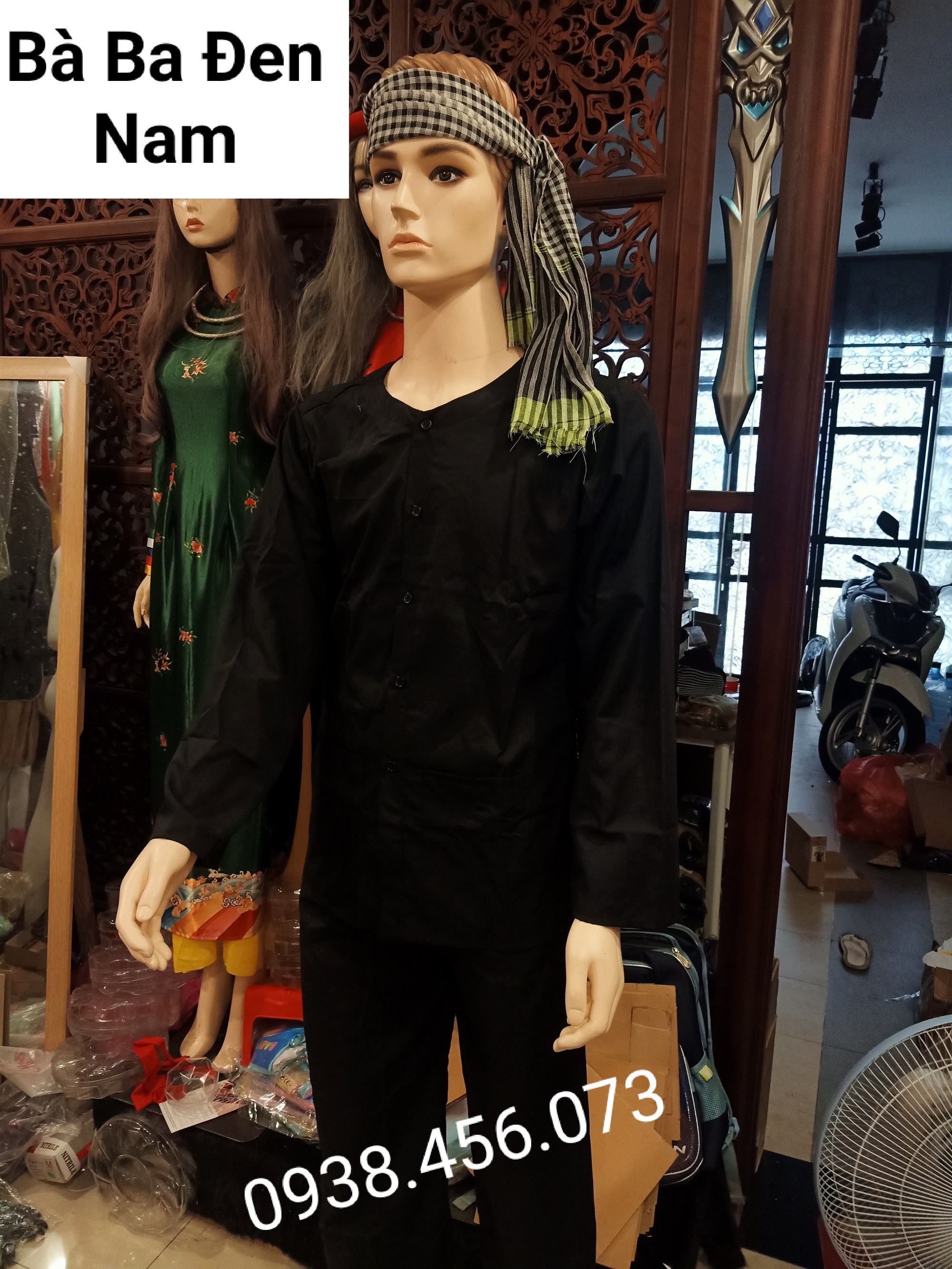 Trang Phục Bà Ba Nam Kèm Khăn Rằn