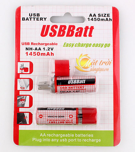 Pin tiểu AA 1450mAh tự sạc cắm cổng USB -