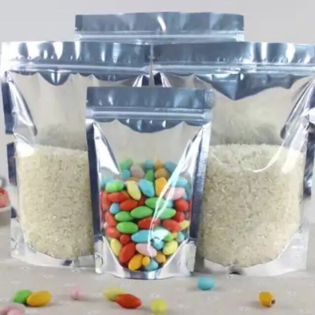 500g TÚI ZIP BẠC ( TÚI ZIP 1 MẶT BẠC 1 MẶT TRONG)