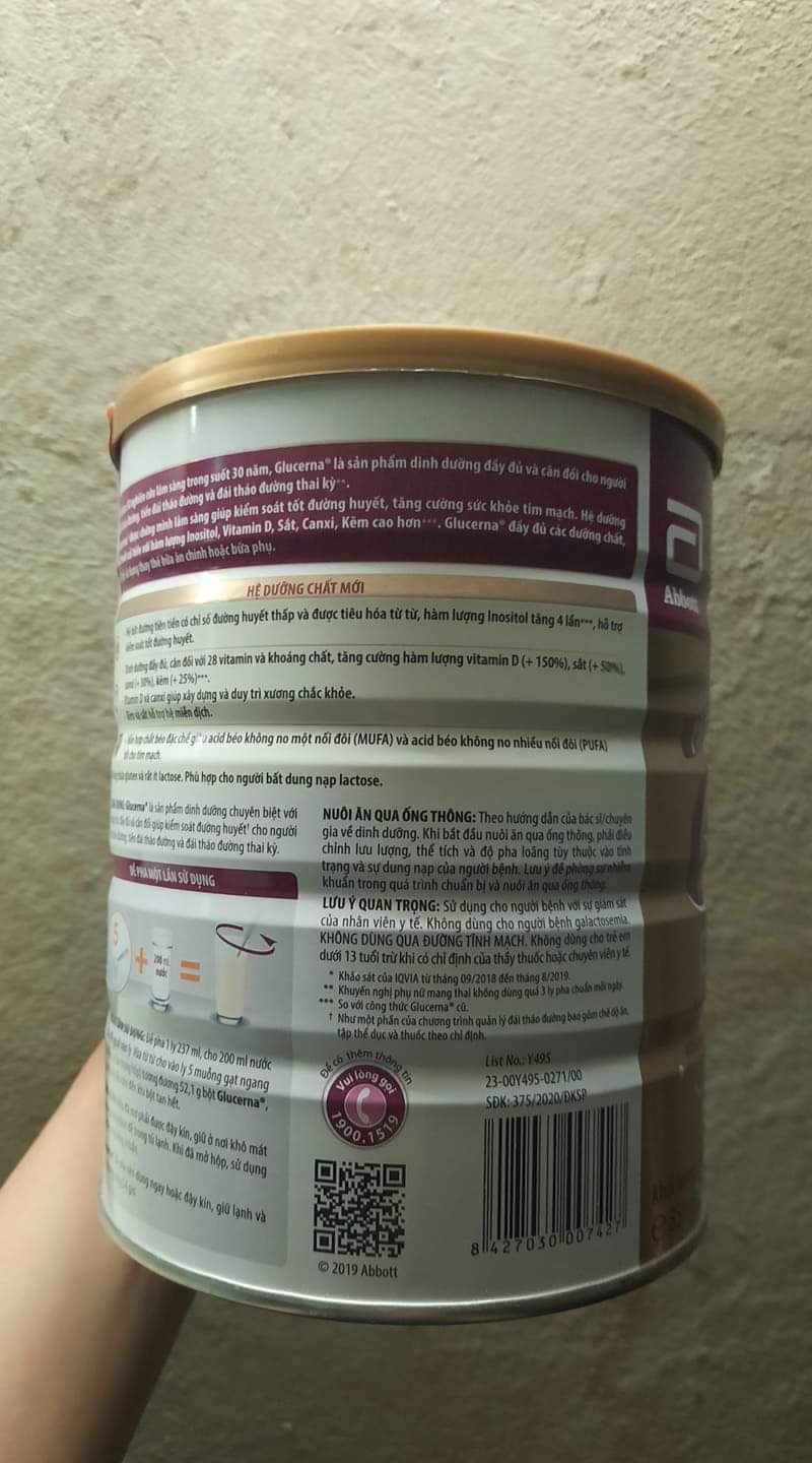 Sữa Bột Glucerna Hương Vani 850g