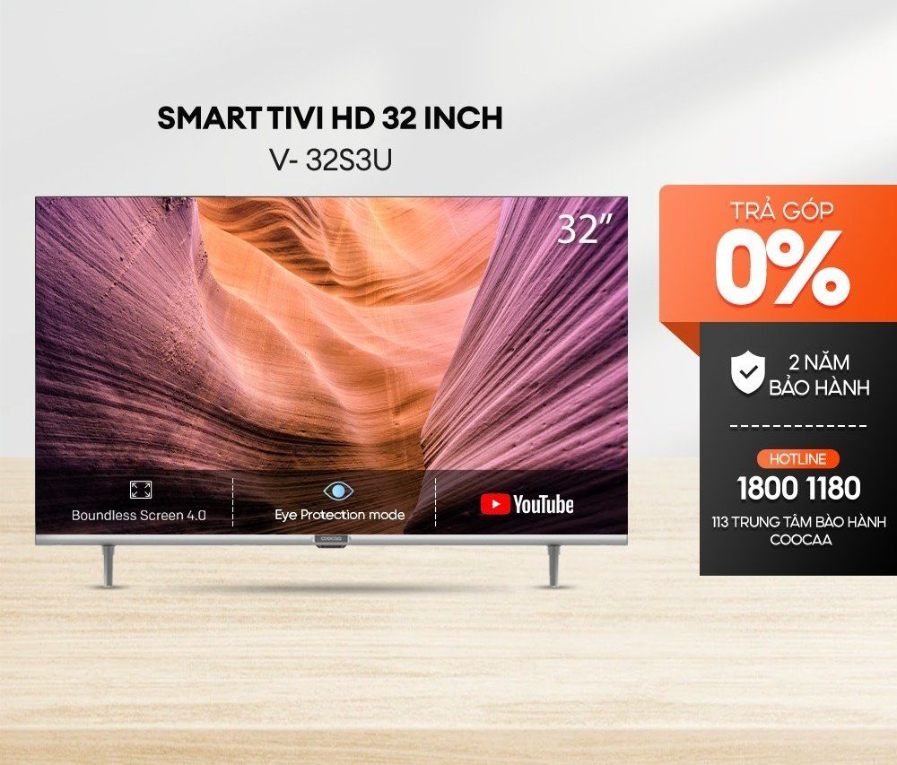 Smart tivi giá rẻ TV HD Coocaa 32 Inch Wifi - Model 32S3U - Bảo hành 24 tháng