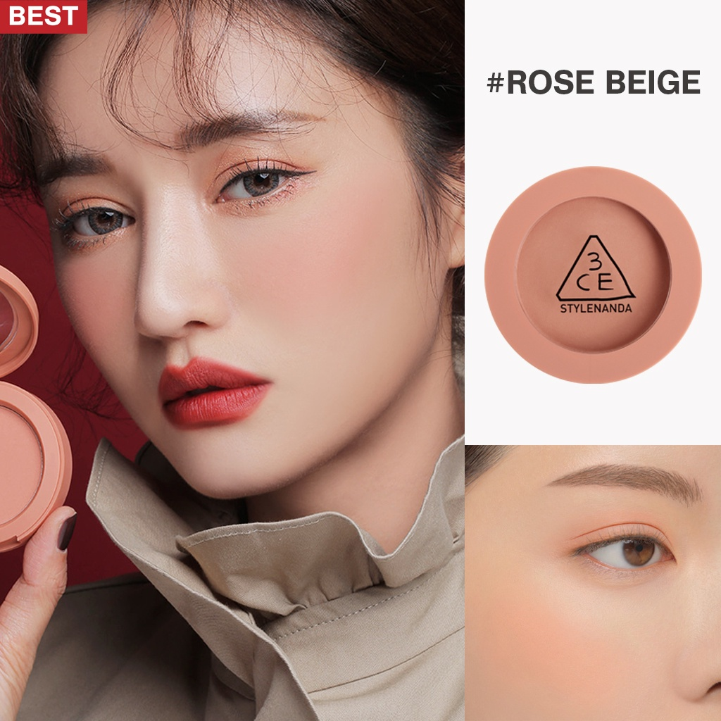 Phấn Má Hồng 3CE Mood Recipe Face Blush (NUDE PEACH - ROSE BEIGE - MONO PINK)