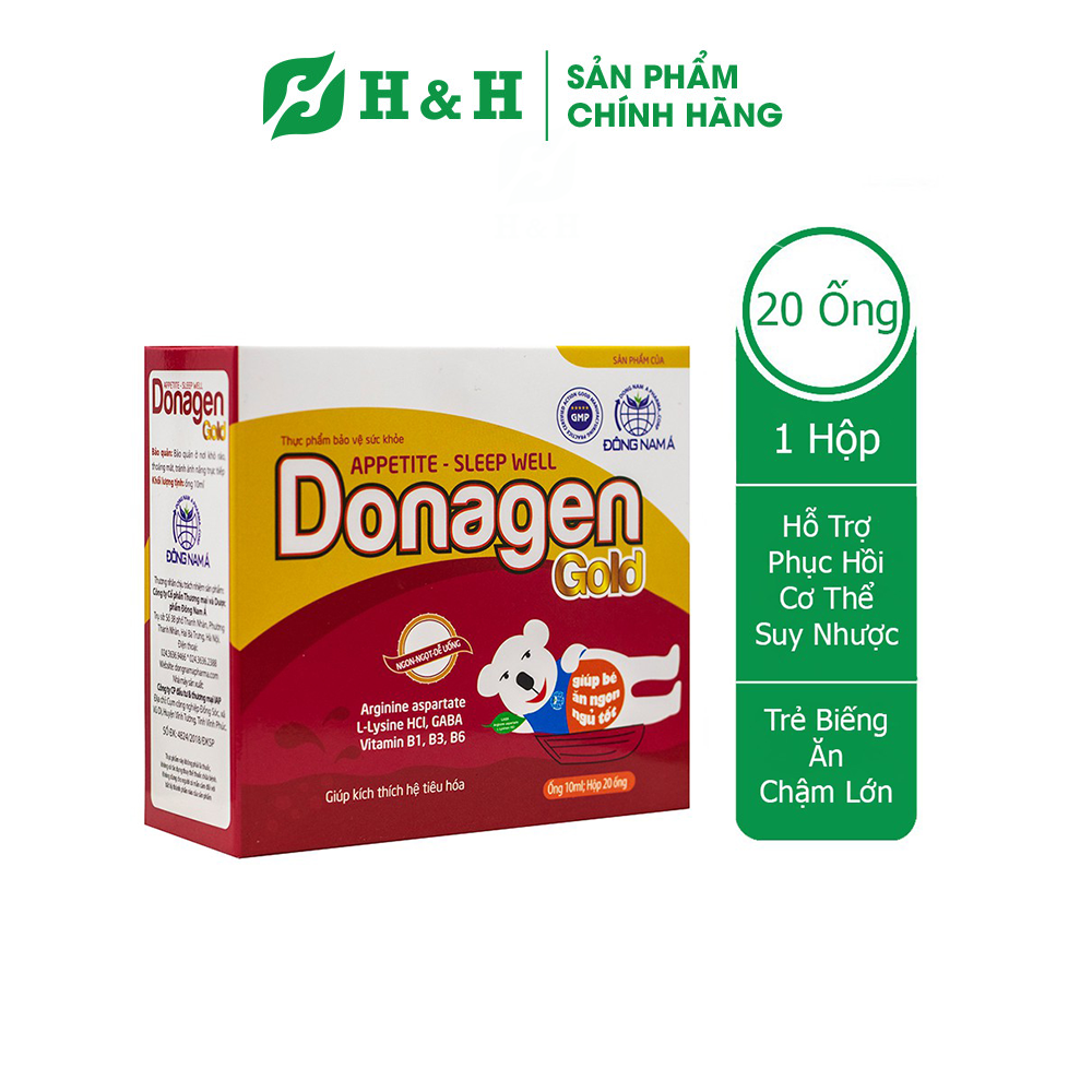 [HCM]Thực phẩm chức năng DONAGEN GOLD GIÚP TRẺ ĂN NGON NGỦ TỐT hỗ trợ phục hồi cơ thể trong những trường hợp suy nhược - hộp 20 ống