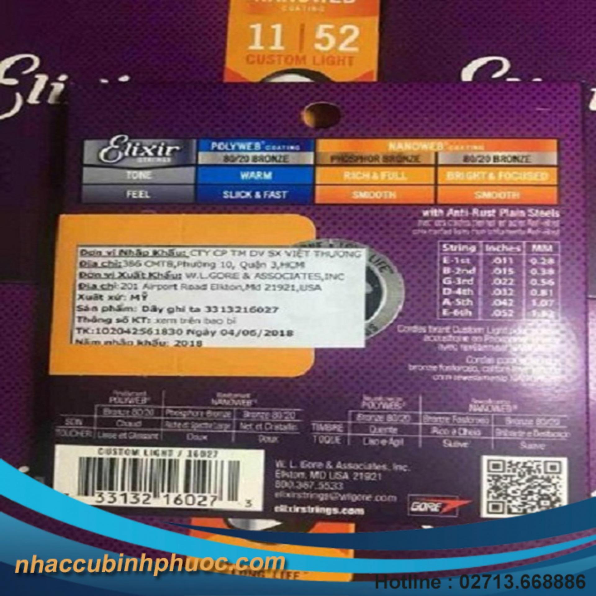 Bộ dây đàn guitar thùng Elixir size11/52 (Bộ)