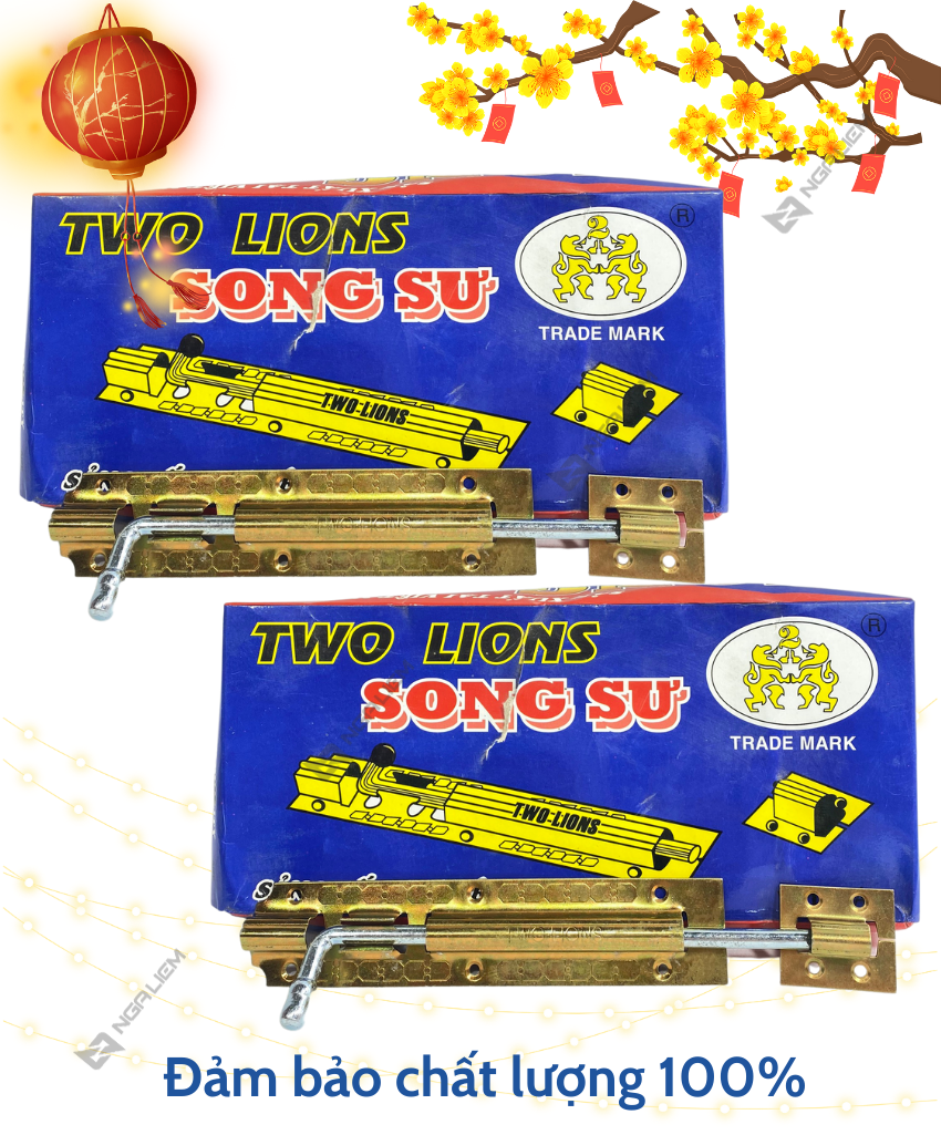 Chốt Cửa Đứng, Ngang Mạ Vàng Song Sư - Two Lions