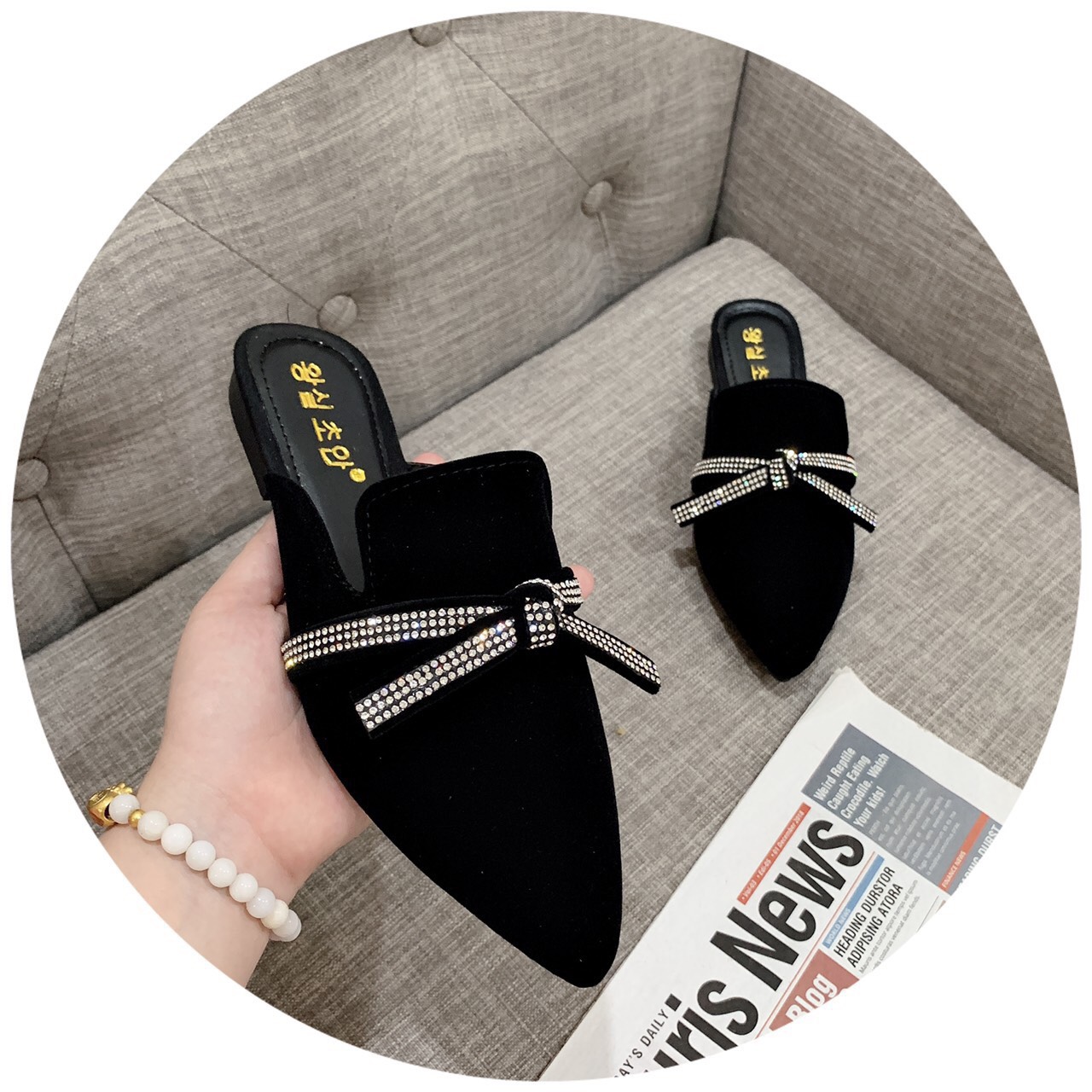 [SẴN SALE] GIÀY SỤC MŨI NHỌN NƠ ĐÁ CỰC CHẢNH HOT HIT CỰC KÌ - G662