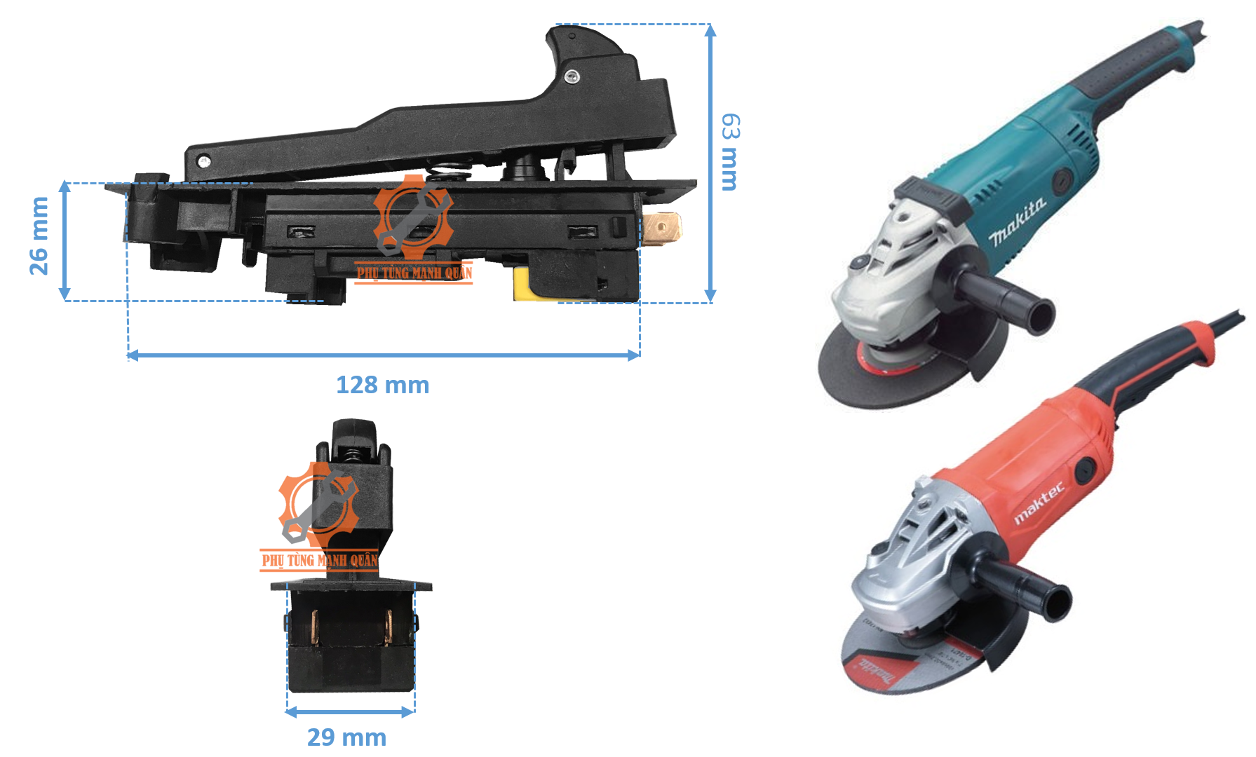 Công tắc máy mài 180mm maktec 902 mt902 makita 7020 9020 9067 9069 9060 7060