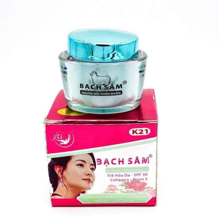Bạch Sâm K21 - Kem ngừa mụn trắng da giảm thâm mờ sẹo làm dịu da Bạch Sâm (22g) chính hãng