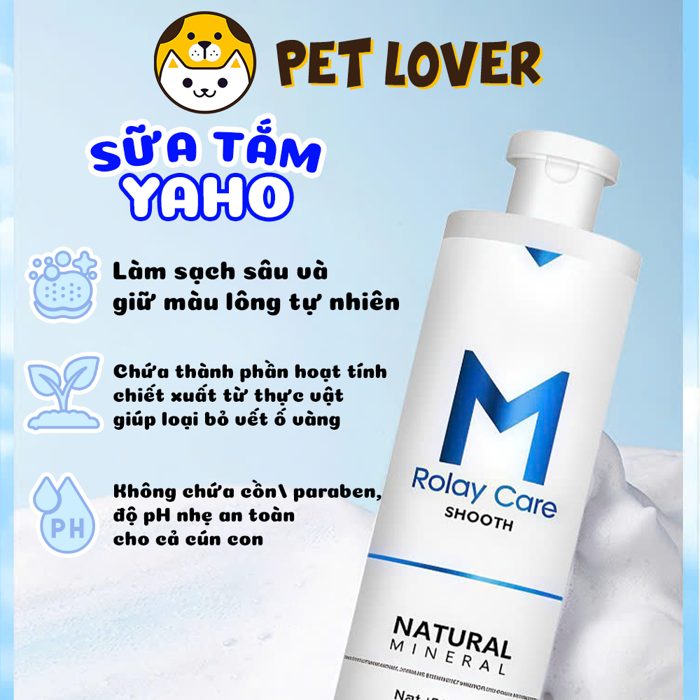 Sữa Tắm Cho Chó Lông Trắng, Sữa Tắm Chó Trị Vết Ố Lông Yaho M Rolay Care chai 500ml