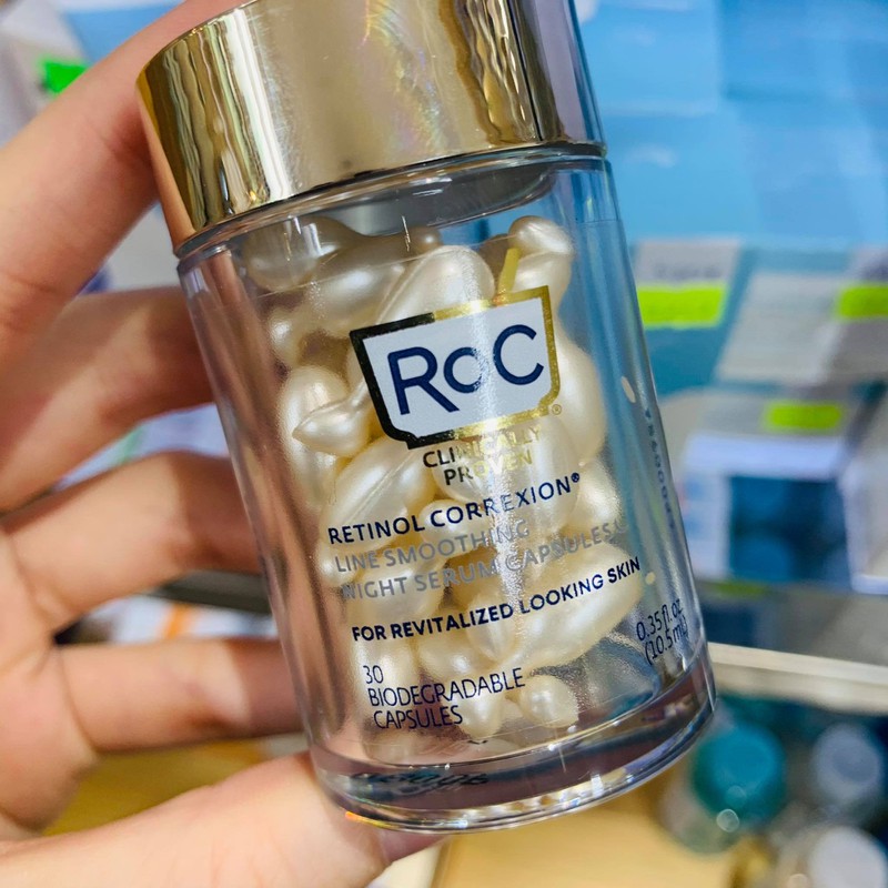 Tinh chất roc retinol correxion line smoothing night serum capsules 30 viên chính hãng - 8103