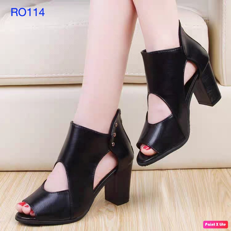 GIÀY BOOT NỮ CỔ THẤP GIÀY CAO GÓT HÀNG HIỆU ROSATA PHÁ CÁCH RO114