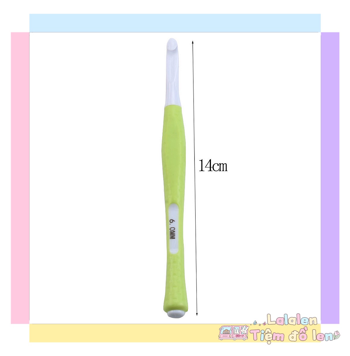 Kim Móc Len Cán Nhựa Màu Pastel (2.5-6.0mm)