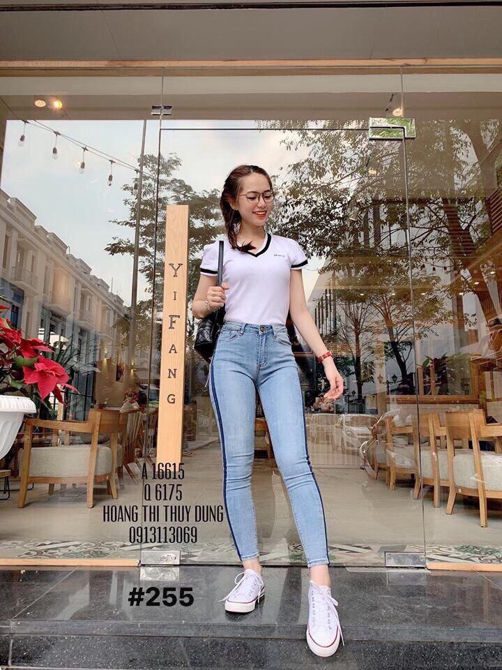 QUÂN JEAN DÀI NỮ _ PHỐI SỌC MÀU HOT