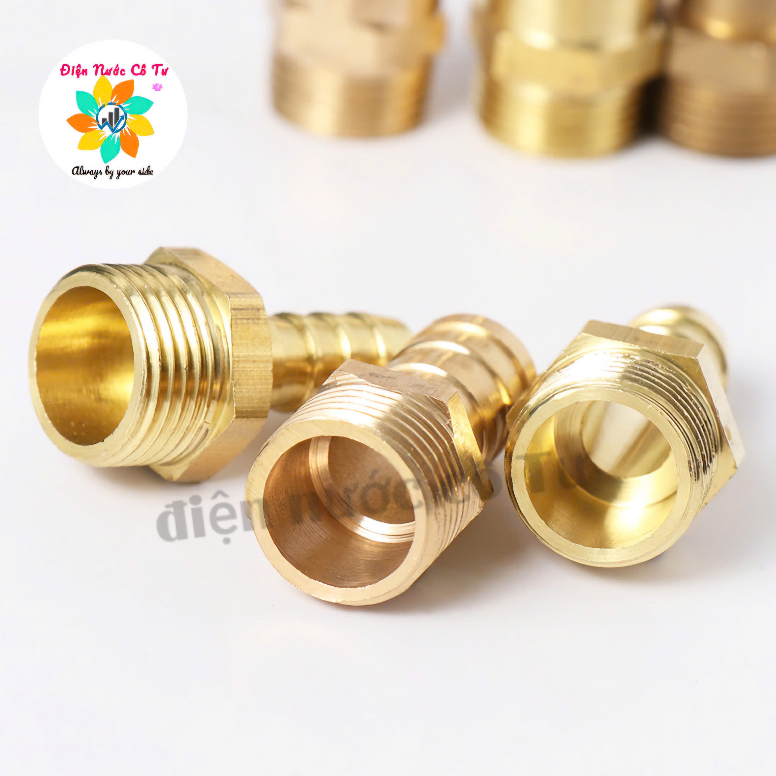 Nối thau đuôi chuột ren ngoài 21mm