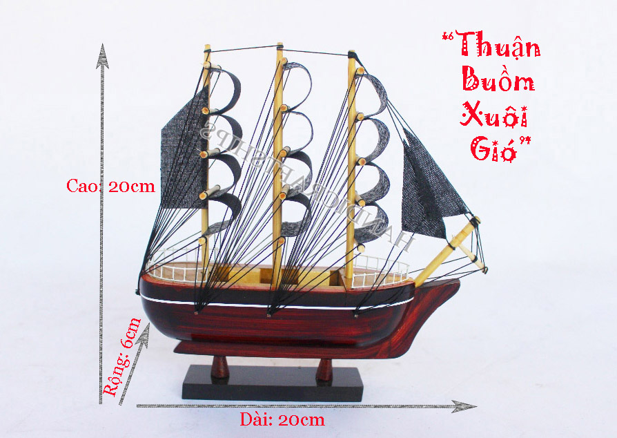 Combo 2 thuyền buồm PHONG THỦY màu đen (dài 25cm và 20cm) có video