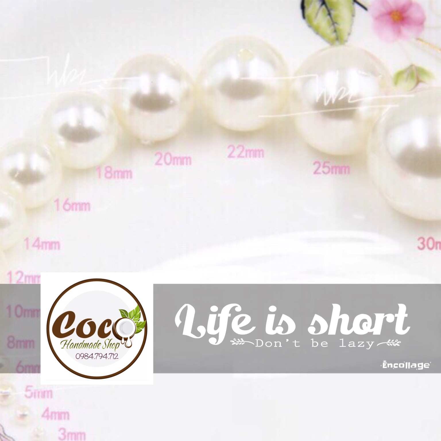 Hạt Trai (Hạt Bẹt) Trắng/Kem/Đỏ 3-4-5-6-8-10-12-14mm