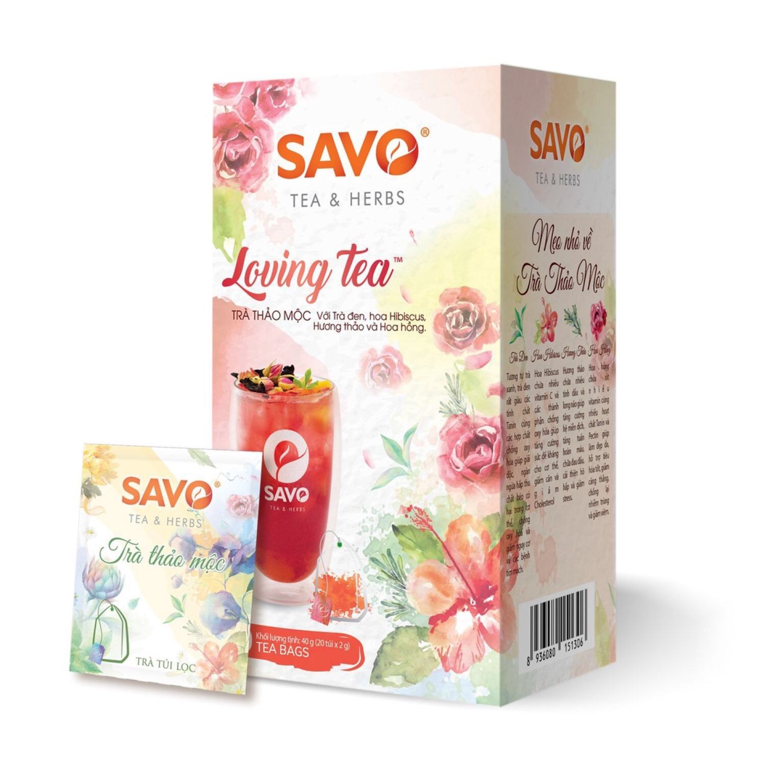 Trà Loving SAVO - Trà thảo mộc (trà đen, hoa hồng, hibiscus, hương thảo)