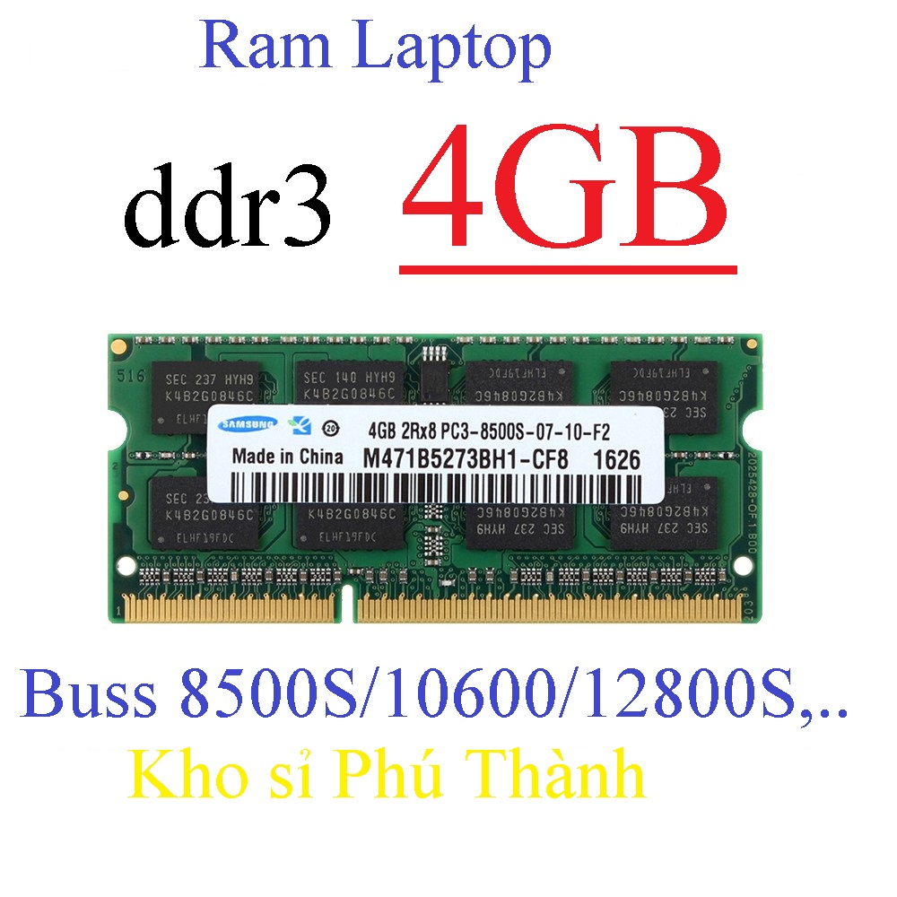 Ram laptop ddr3 4gb chính hãng đã kiểm ok buss 12800s/10600/8500s/1333/1600,...
