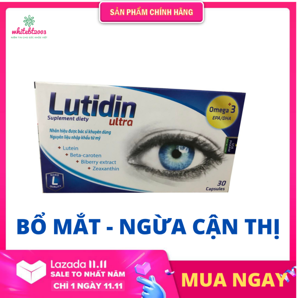 Viên uống giảm mỏi mắt - khô mắt - bổ mắt Lutidin Ultra Hộp 30 viên cao cấp