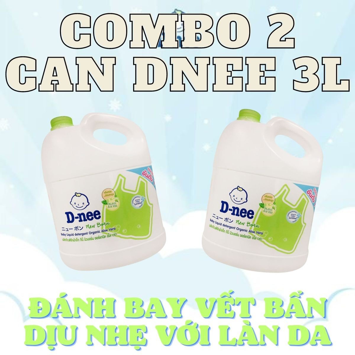 Combo 2 can nước giặt dnee can 3000ml - nước giặt thái hàng chính hãng có tem đại thịnh thơm dịu an toàn cho bé ...!