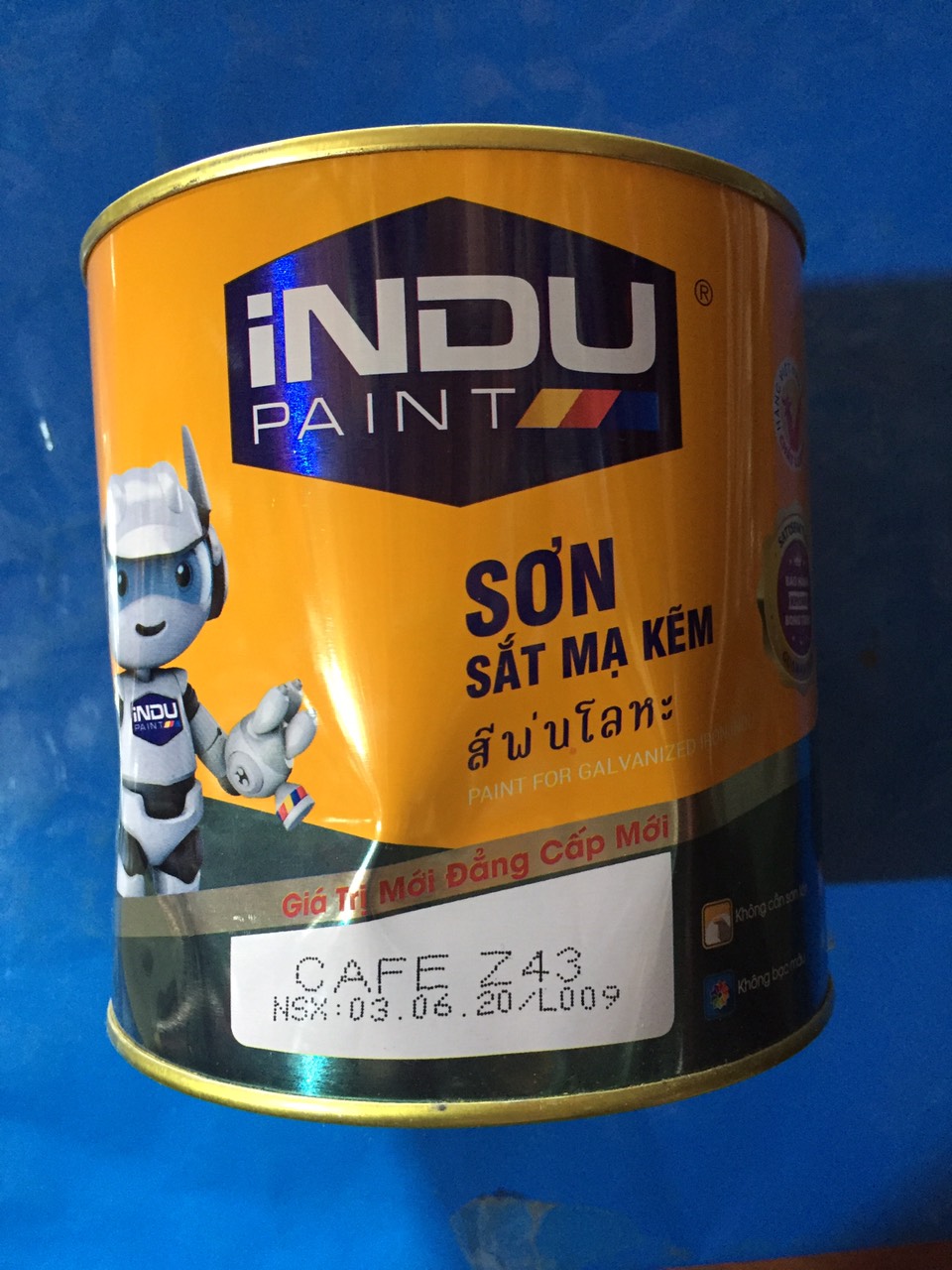 Sơn sắt mạ kẽm 0.8kg INDU màu cà phê hàng cao cấp tăng 1 chổi sơn. hàng chuẩn giá tốt