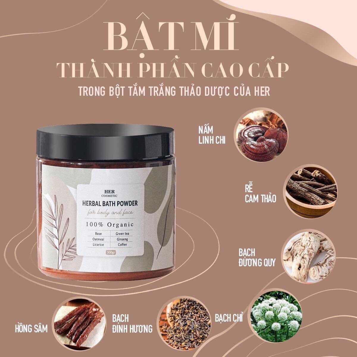 Bột Tắm Trắng Thảo Dược Her Cosmetic Dạng Hủ