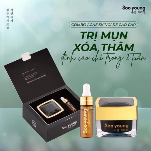 Combo kem face + serum mụn Lục Tảo Soo young (chính hãng)