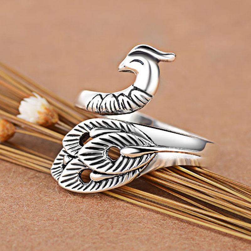 Nhẫn bạc nam nữ cổ trang PHƯỢNG HOÀNG thiết kở hở điều chỉnh size