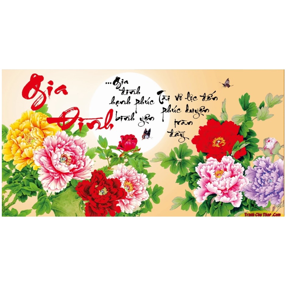 Tranh đính đá gia đình hạnh phúc . kích thước: 75cm x 42cm