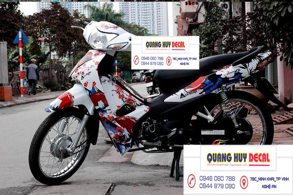 Team dán xe máy wave samurai trắng đỏ - Tem trùm dán xe máy wave alpha 110 samurai trắng đỏ - Độ team trùm dán xe máy wave rẻ đẹp chất (dán đời 2006-2020)