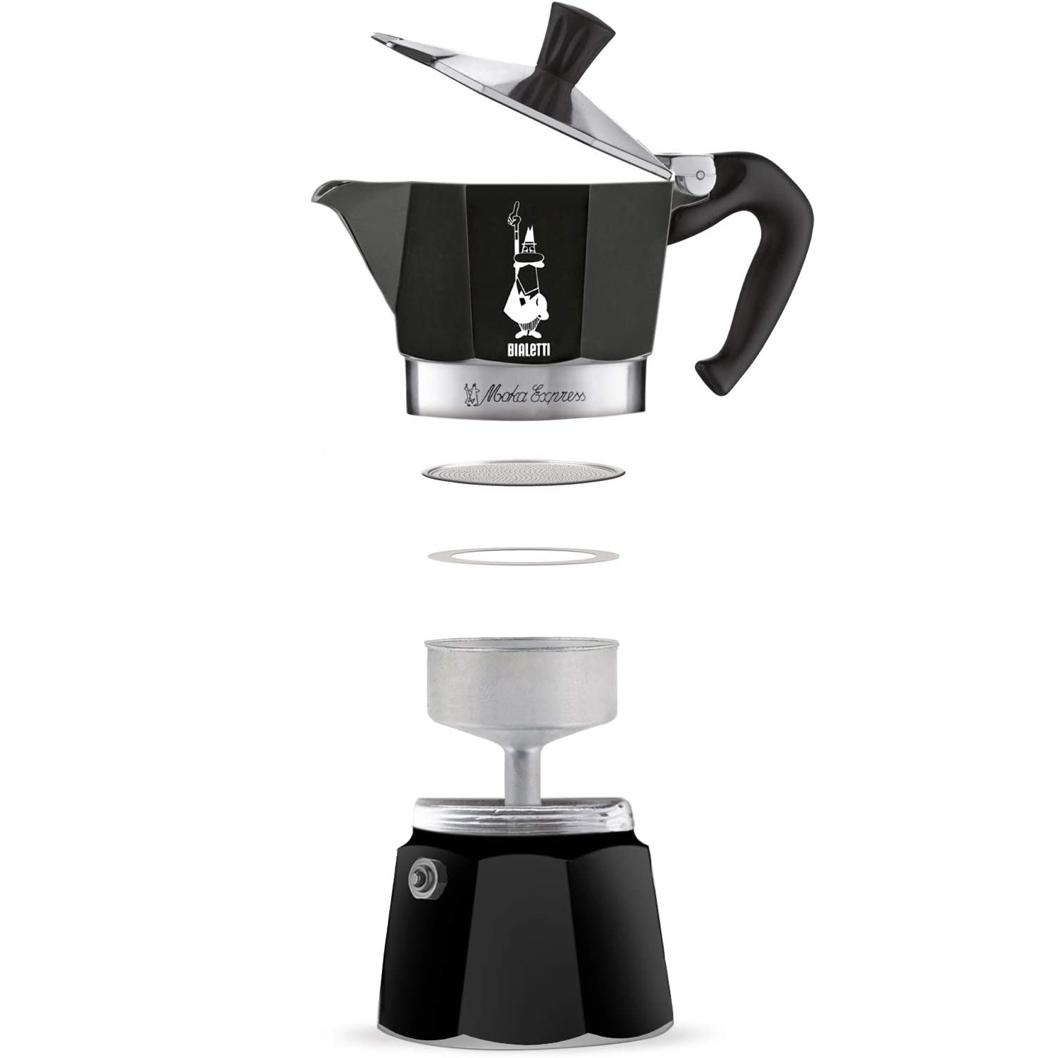 Ấm pha cà phê Bialetti 4952 Moka Express Espresso Maker, Black, 3 cup
