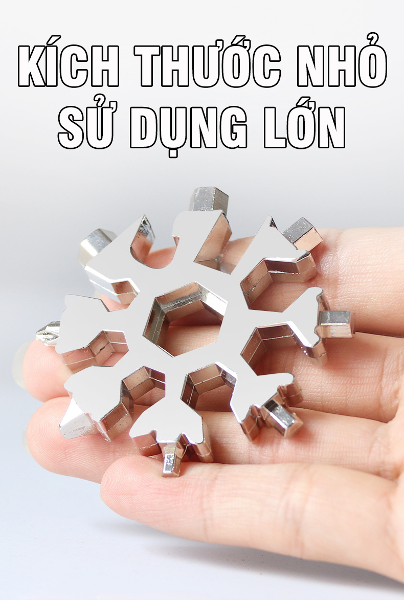 Móc Khóa Hình Bông Tuyết Cờ Lê Đa Năng Tích Hợp 18 Đầu Trong 1 Tiện Lợi Nhỏ Gọn Thông Minh