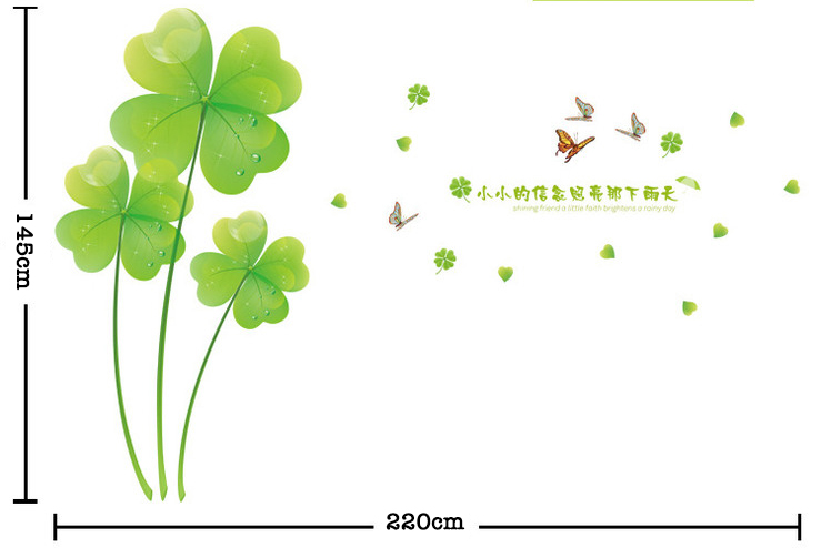 DECAL DÁN TƯỜNG HOA 4 LÁ XANH