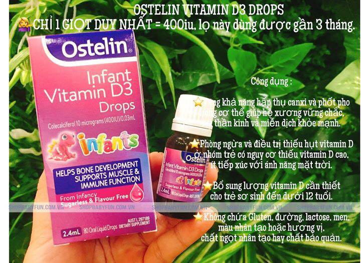 Vitamin D3 Ostelin Liquid 20ml - Vitamin D dạng nước cho bé