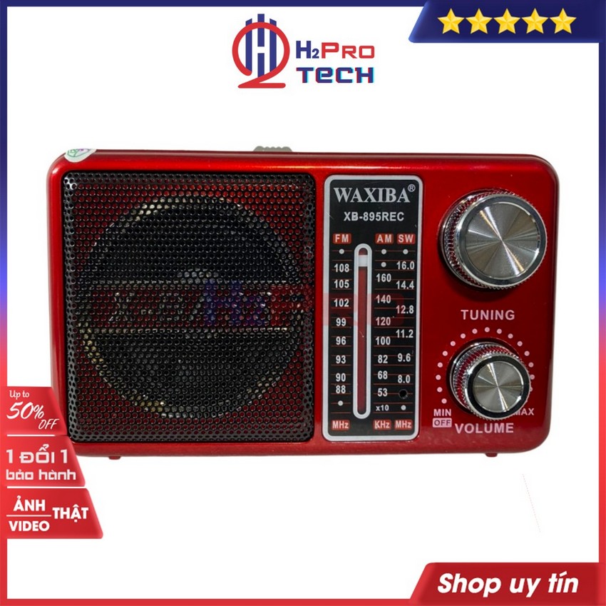 Đài Radio Cho Người Già, Đài Radio Waxiba XB-895Rec Fm-Am-Sw, Bluetooth,  Usb, Thẻ Nhớ, Pin Sạc, Đèn Pin (Tặng Pin Sạc)-H2Pro Tech 