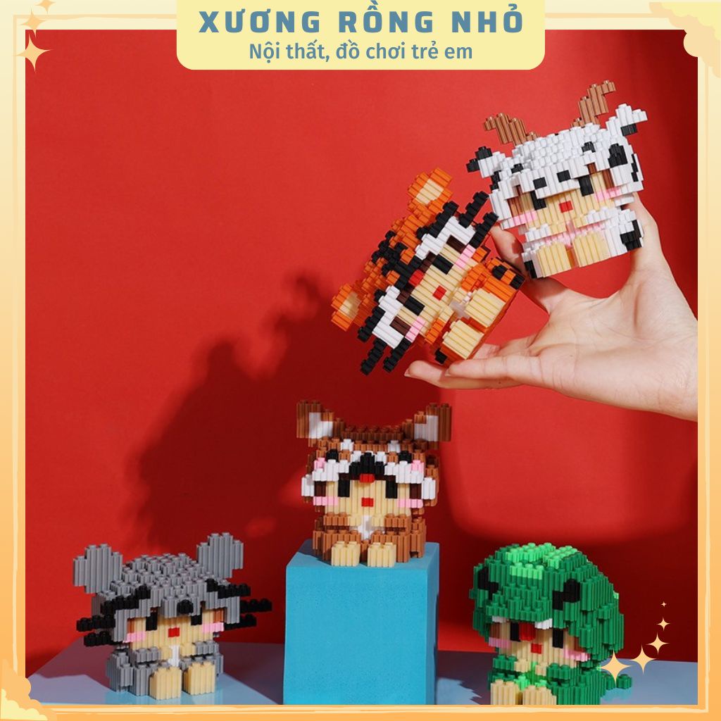 ,Mô hình lắp ráp 12 con giáp  3D mini