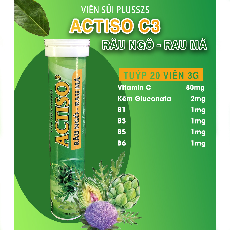 [Sủi 3g] Viên Sủi Thanh Nhiệt Mát Gan Actiso Râu Ngô, Rau Má Giảm Nóng ...