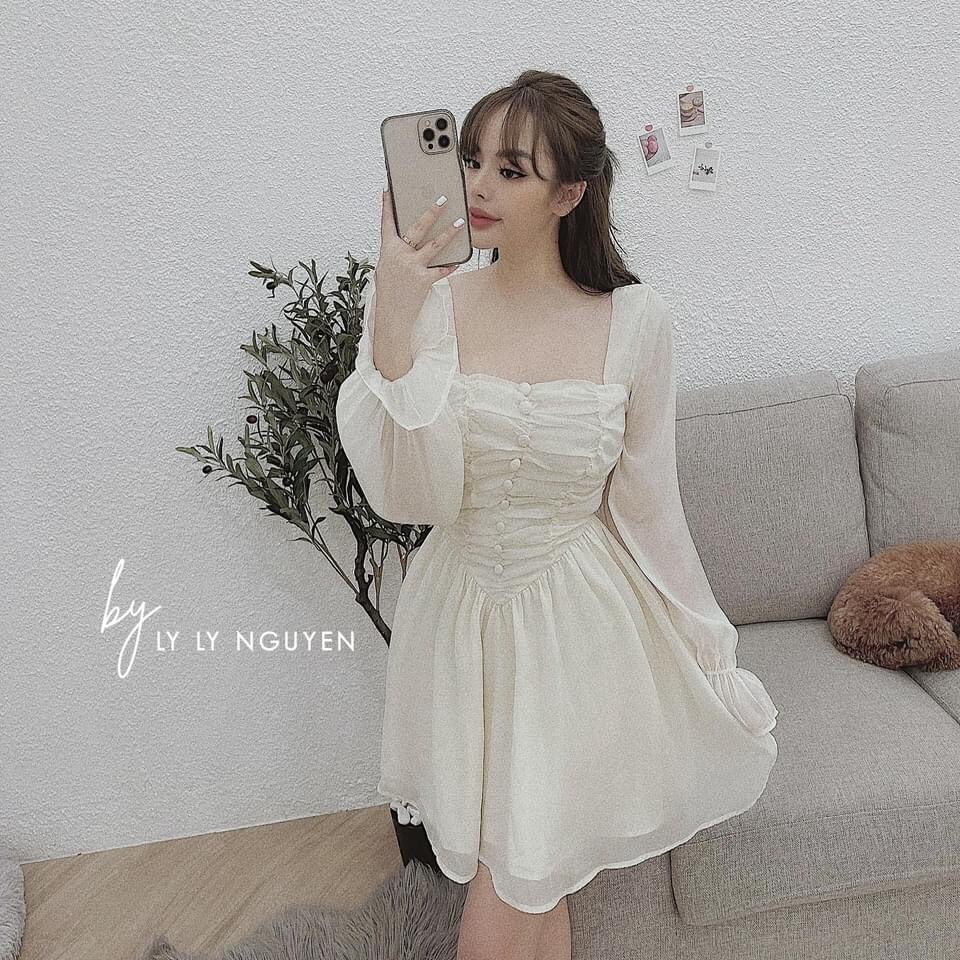 [HCM]Đầm kate phối tay lưới nhẹ nhàng