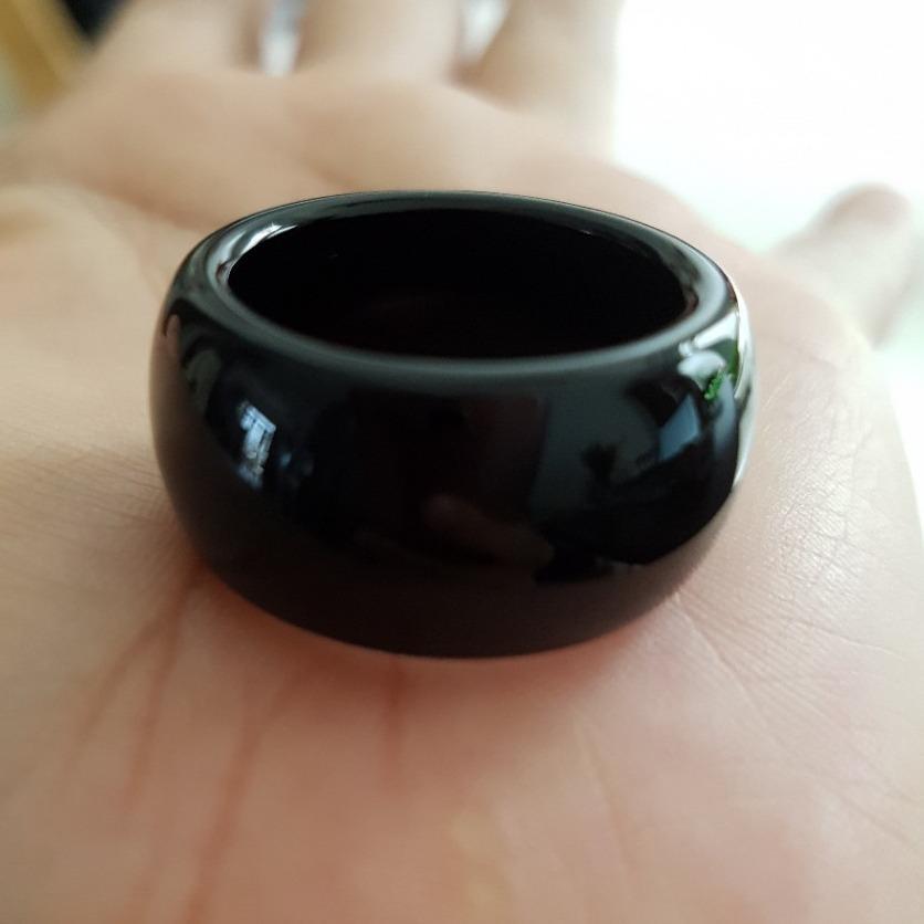 Nhẫn Nam Đá Mã Não Màu Đen Hợp Mệnh Mộc, Thủy