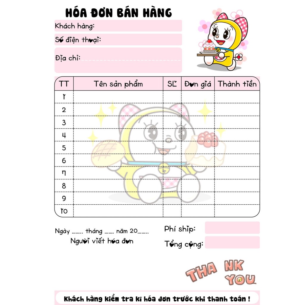 HOÁ ĐƠN BÁN HÀNG (size A6-10x14,5cm) 2 liên ngẫu nhiên