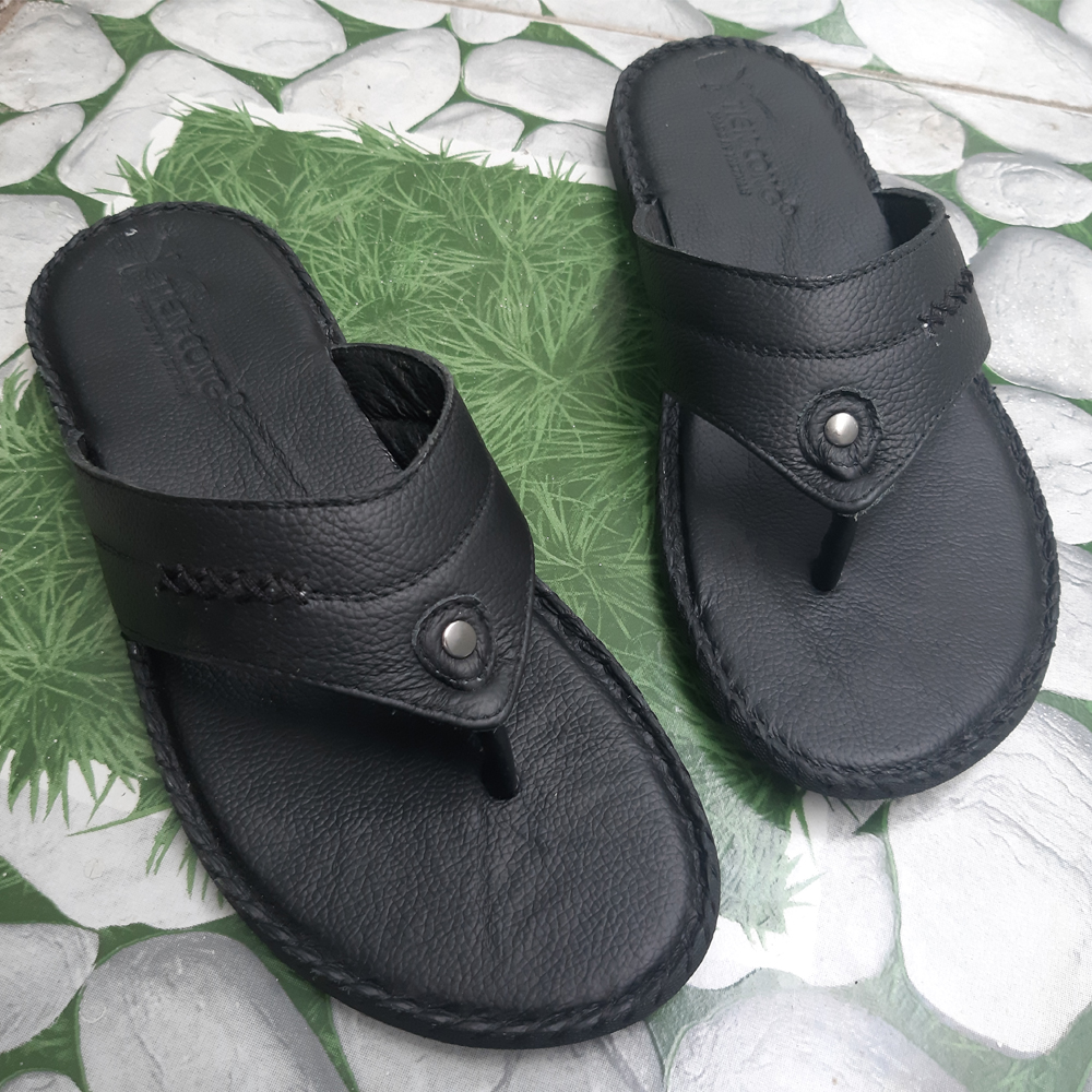 [HCM][ Hình Thật + Video ] Dép Kẹp Nam Dép Xỏ Ngón Nam Da Bò Thật Tiến Công Bền Đẹp Chất Lượng Thời Trang (Đen) TCF10433