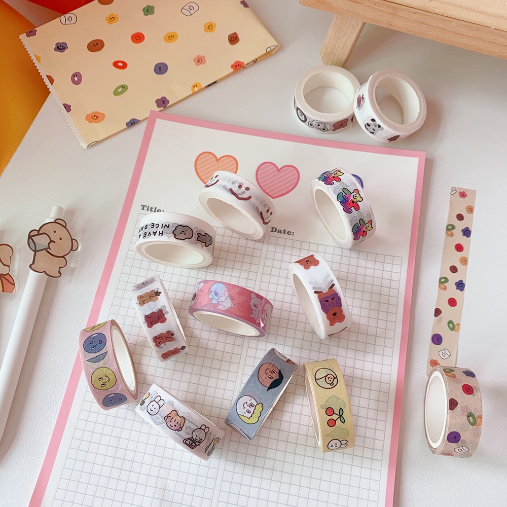 Cuộn Băng Keo Giấy Washi Dễ Thương HÀN QUỐC Trang Trí