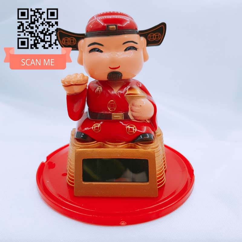 Ông Thần Tài Vẫy Tay Gật Đầu Mini Năng Lượng Mặt Trời - TỎI CÁT TƯỜNG