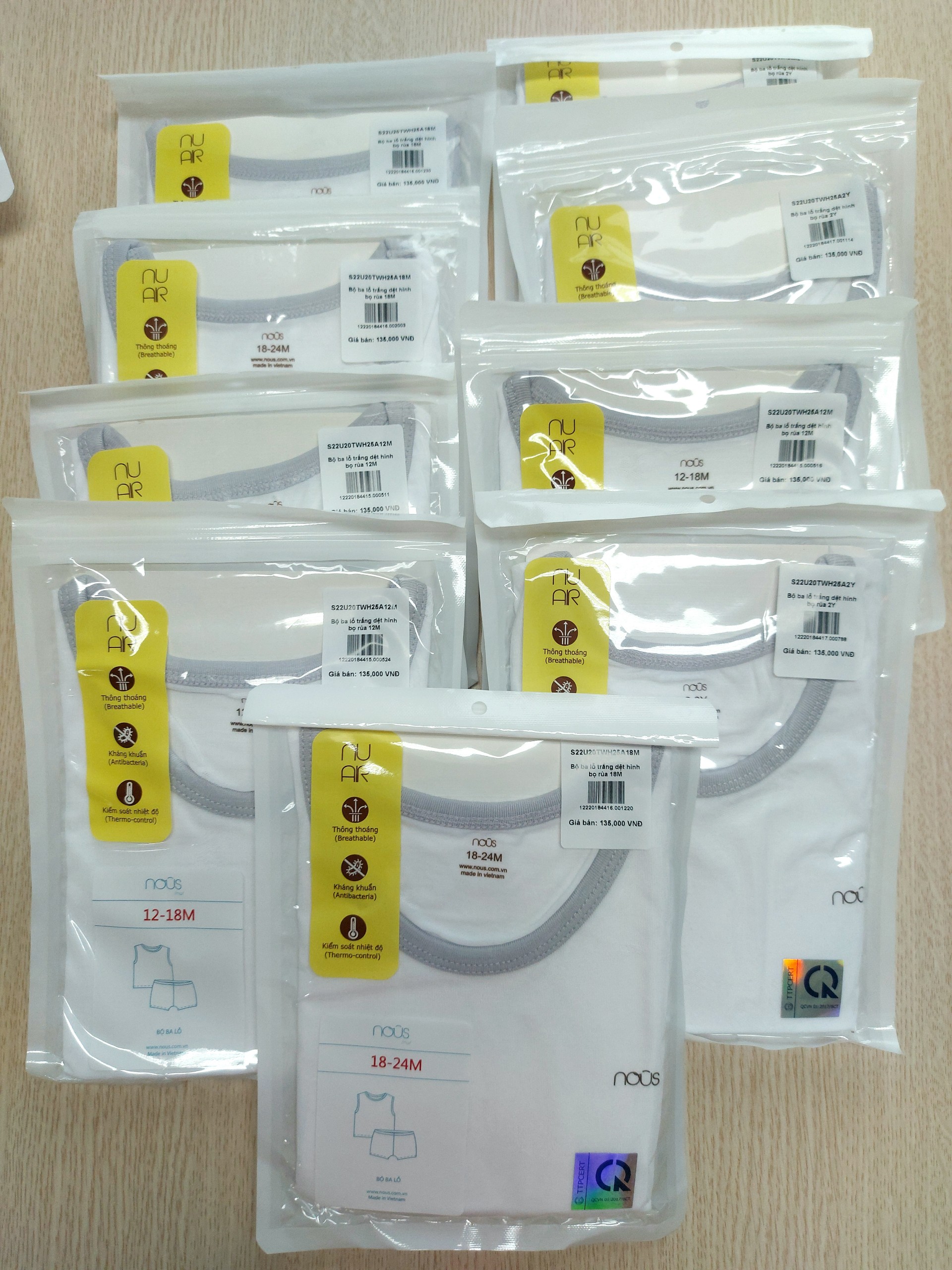 Bộ Ba Lỗ Nous - Chất Liệu Nu Air (Size 12M, 18M và 2Y)