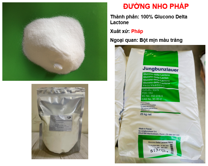 Phụ gia thực phẩm Đường nho Jungbunzlauer 1kg – Dùng cho sản xuất đậu hũ, đậu phụ, hàng nhập Pháp
