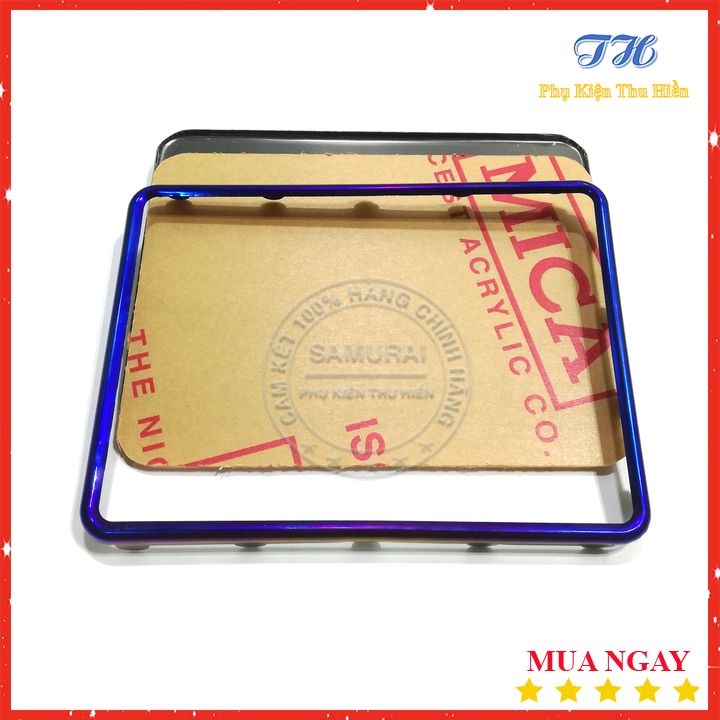 Bảng số xe máy full khung viền, mica và pát màu titan