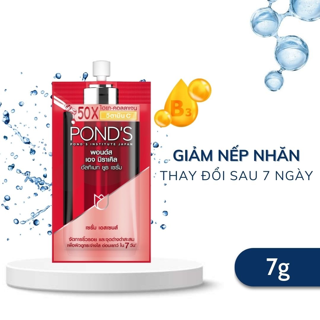 Tinh chất serum dưỡng giúp sáng da ngăn ngừa lão hoá da mờ thâm ponds 3d glow age miracle 7g